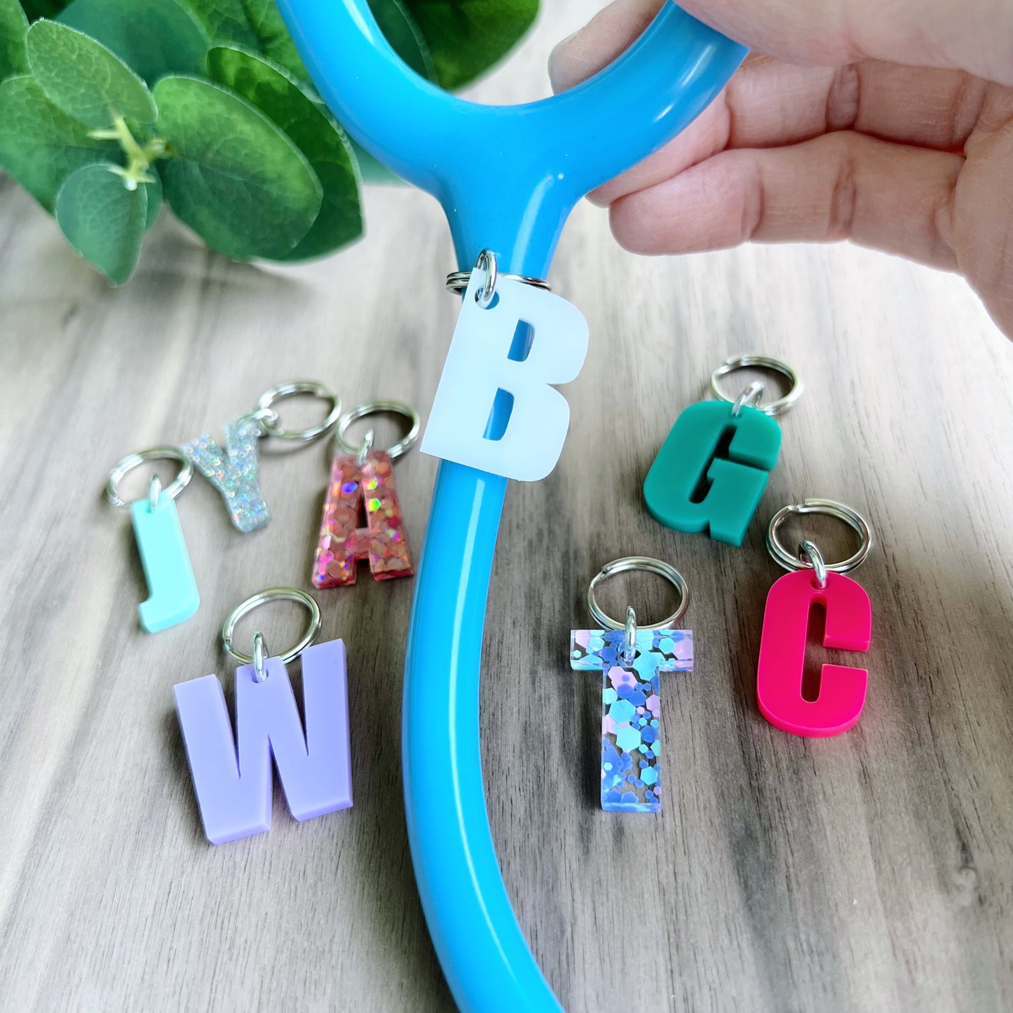 Initial Acrylic Stethoscope Charm