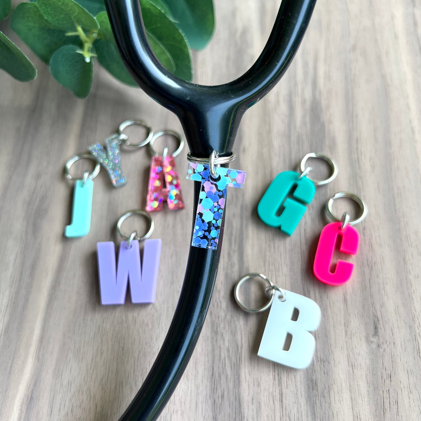 Initial Acrylic Stethoscope Charm