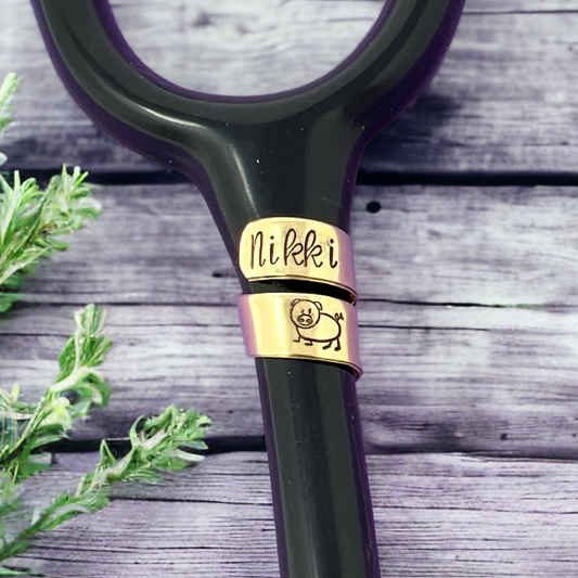 Brass Wrap Pig Stethoscope Tag
