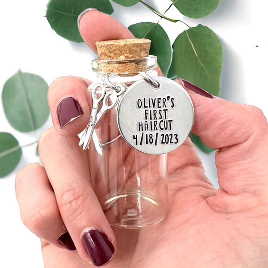 First Haircut Jar with Date & Scissors Charm