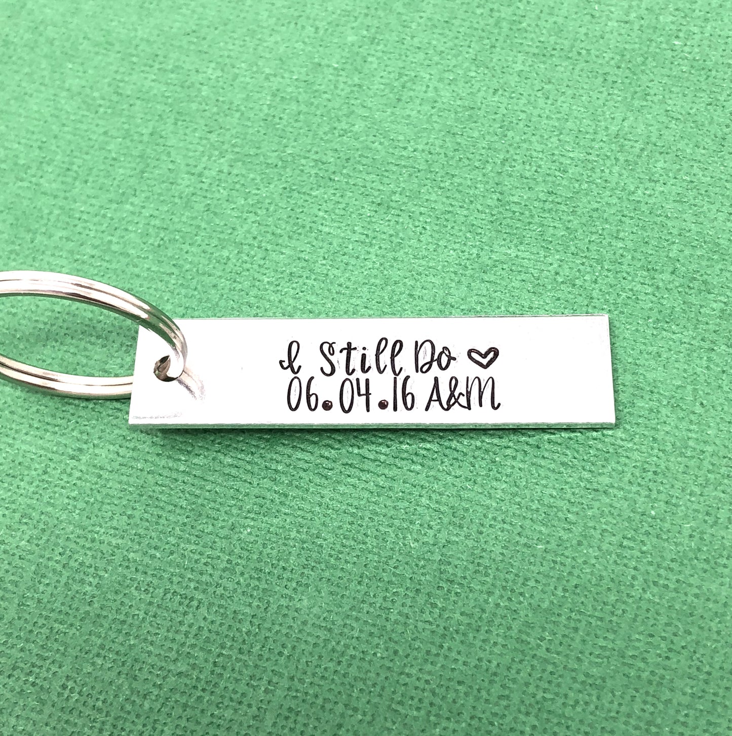 I Still Do Date Initials Keychain