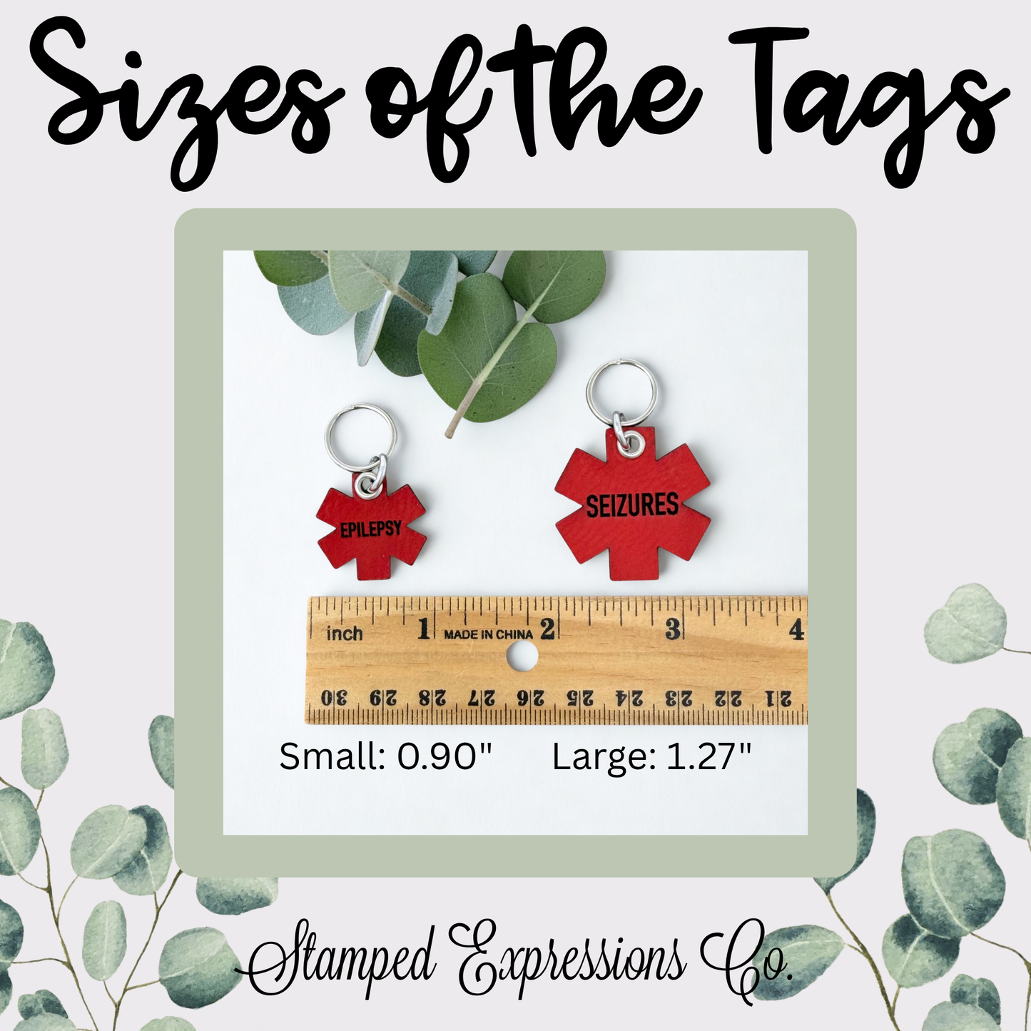 Red Leather Medical Alert Pet ID Tag