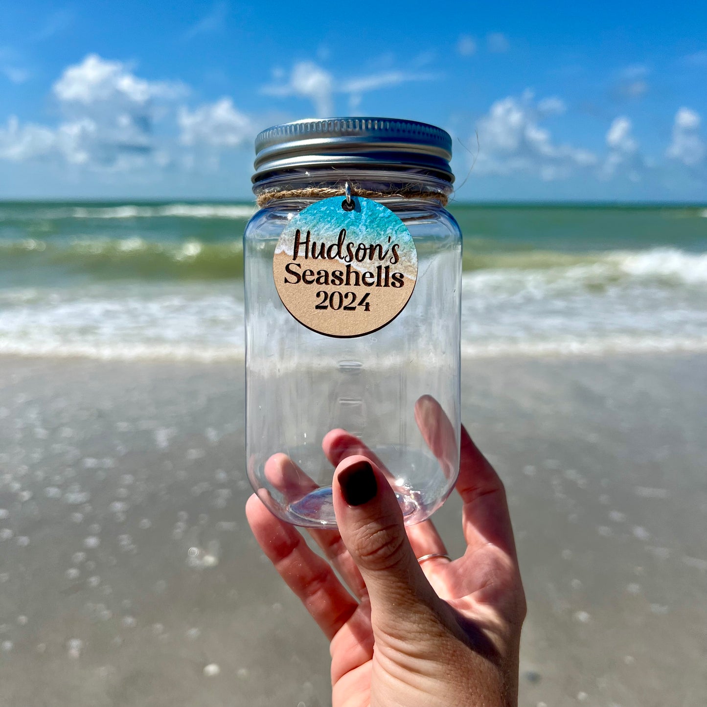 Personalized Name and Year Seashell Jar