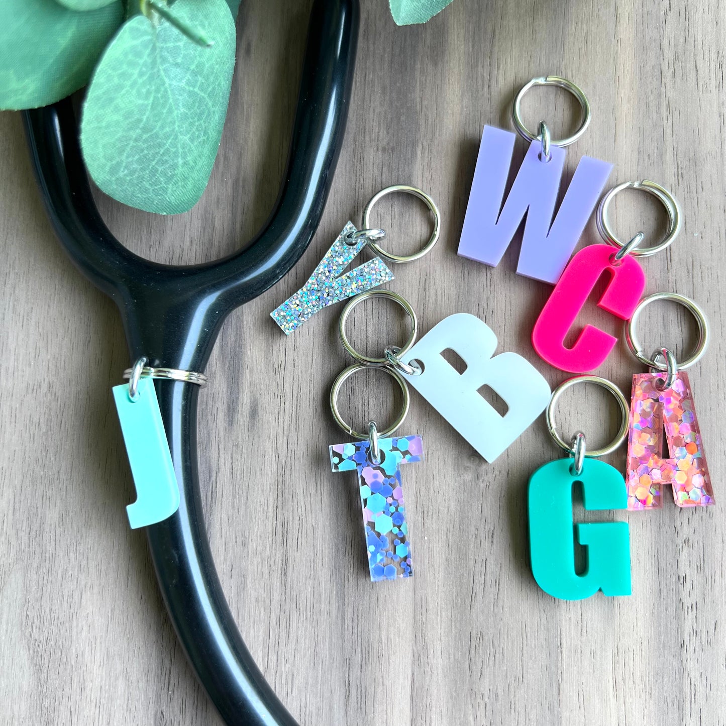 Initial Acrylic Stethoscope Charm