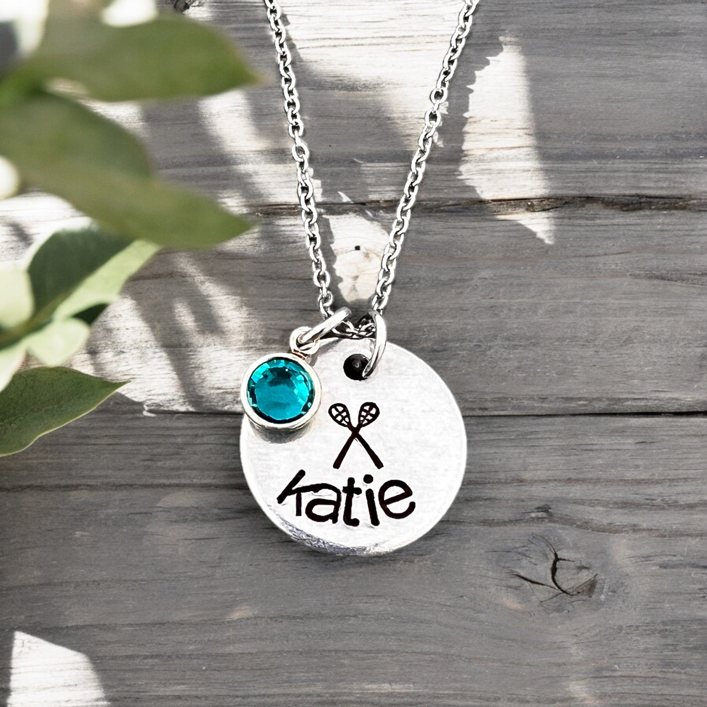 Lacrosse Birthstone Name Necklace