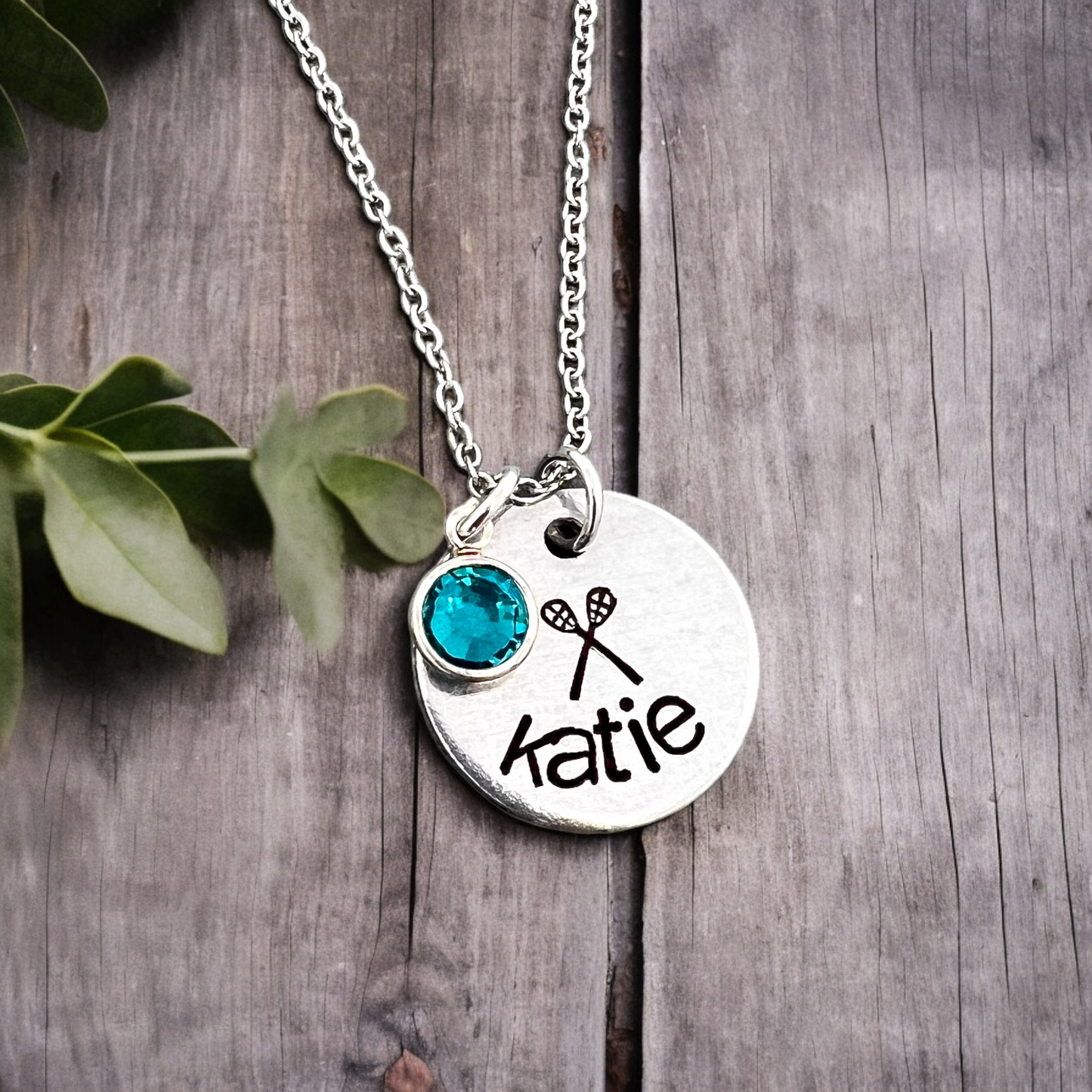 Lacrosse Birthstone Name Necklace