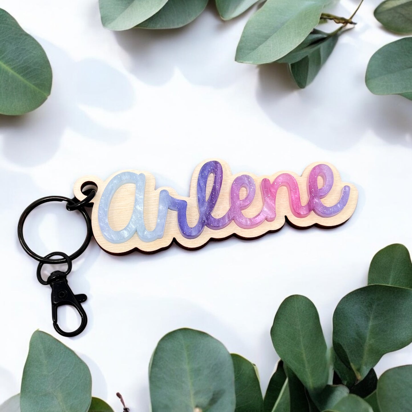 Wood & Acrylic Name Keychain Milky Way