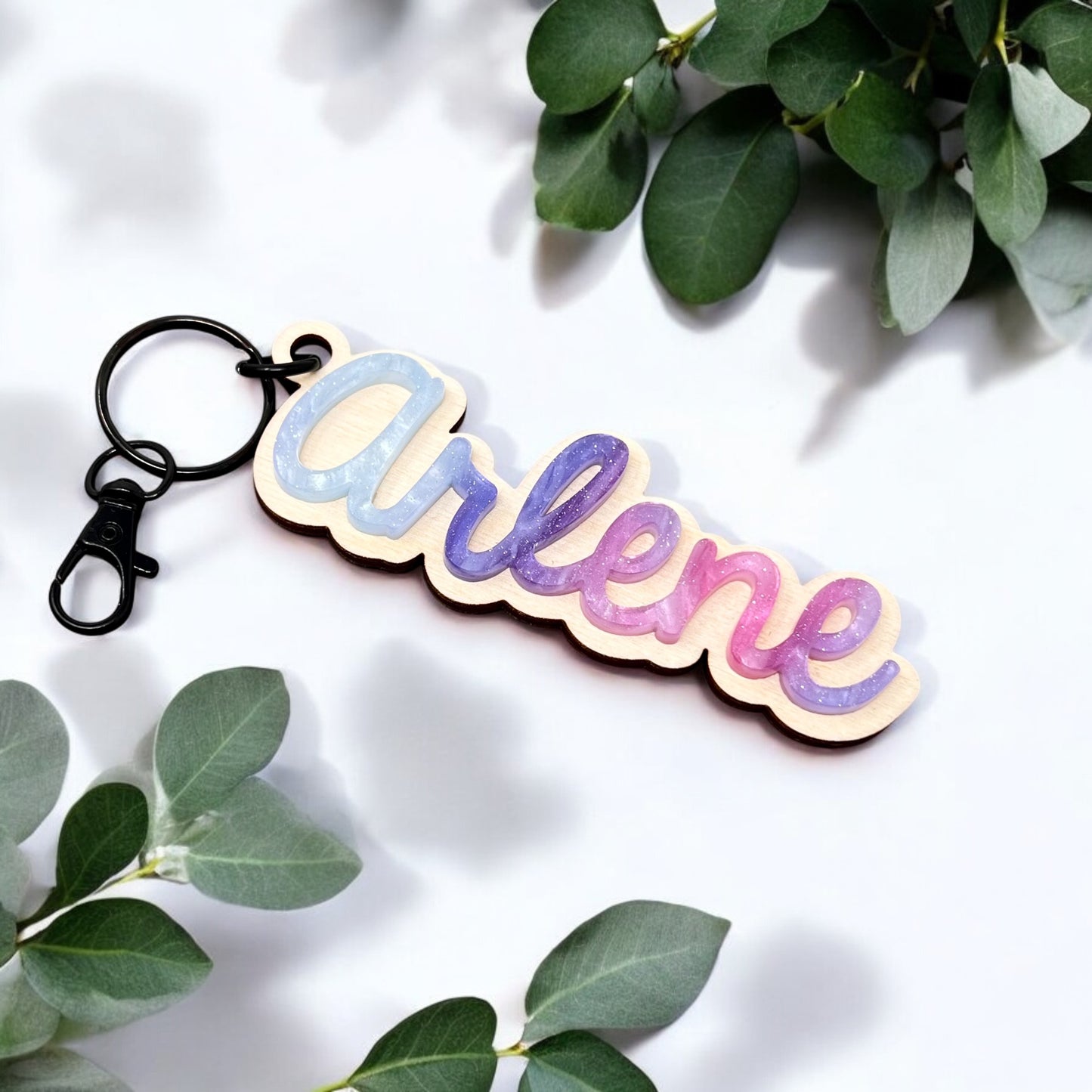 Wood & Acrylic Name Keychain Milky Way