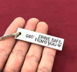 Drive Safe Initials Keychain
